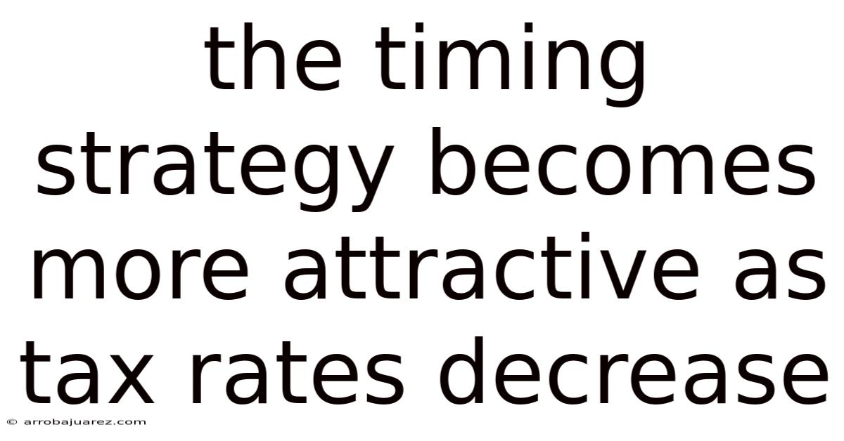 The Timing Strategy Becomes More Attractive As Tax Rates Decrease