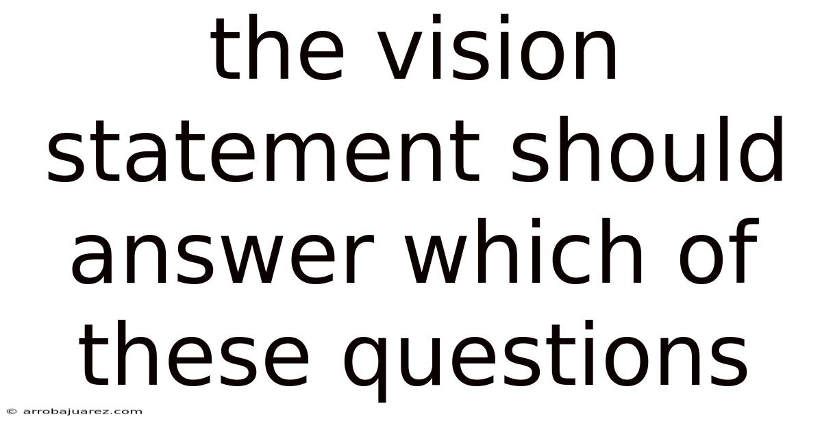 The Vision Statement Should Answer Which Of These Questions