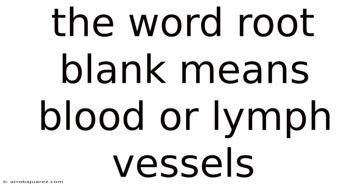 The Word Root Blank Means Blood Or Lymph Vessels