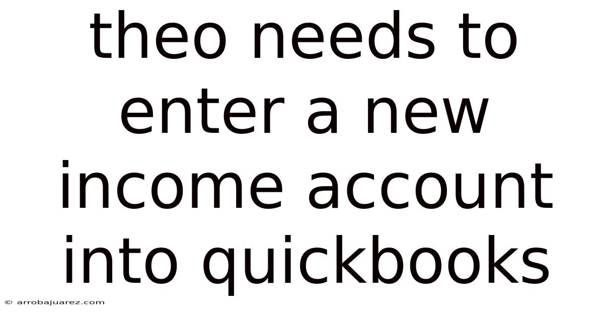 Theo Needs To Enter A New Income Account Into Quickbooks