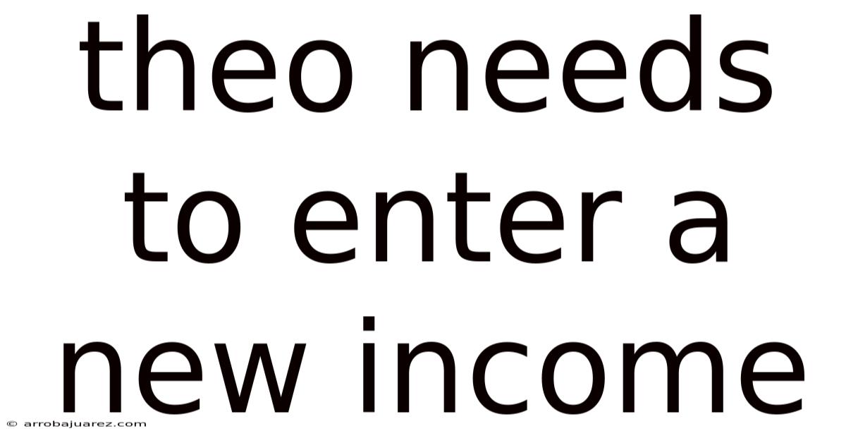 Theo Needs To Enter A New Income
