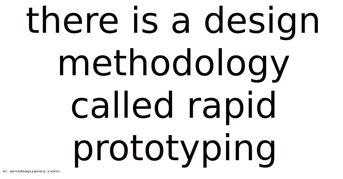 There Is A Design Methodology Called Rapid Prototyping