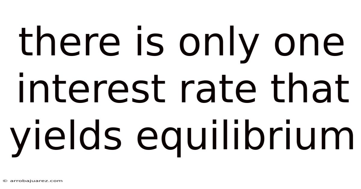 There Is Only One Interest Rate That Yields Equilibrium