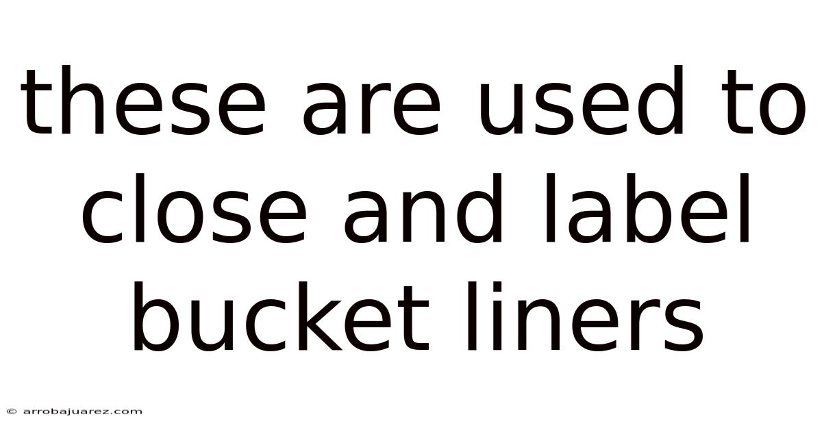These Are Used To Close And Label Bucket Liners