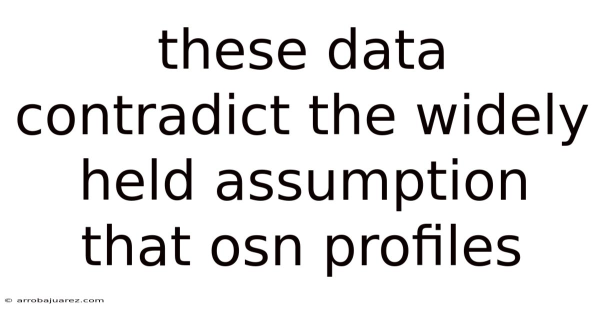 These Data Contradict The Widely Held Assumption That Osn Profiles