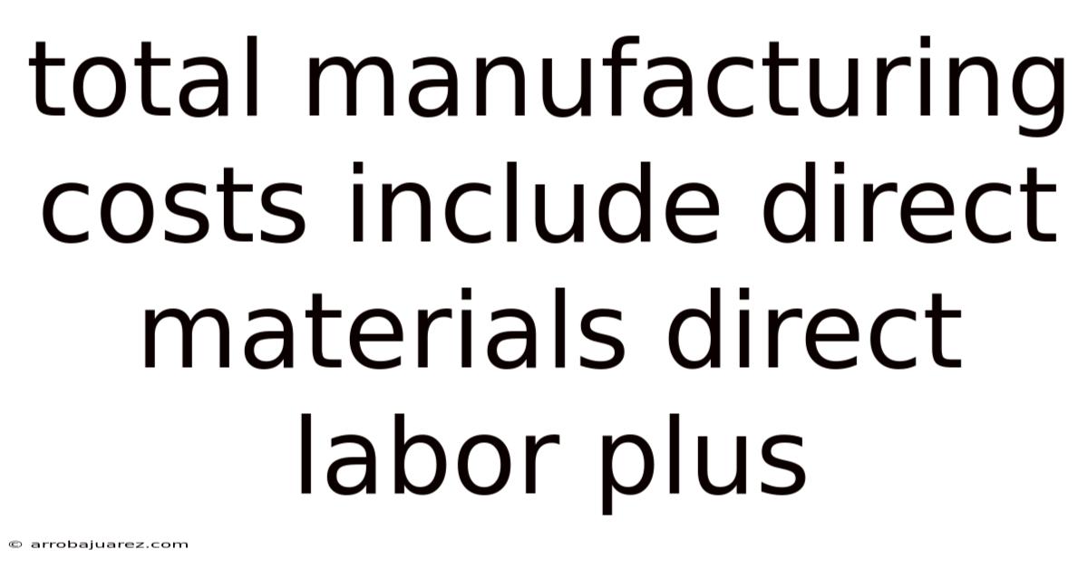 Total Manufacturing Costs Include Direct Materials Direct Labor Plus