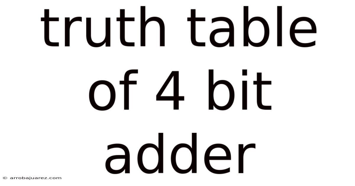 Truth Table Of 4 Bit Adder