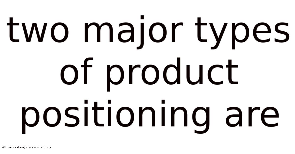 Two Major Types Of Product Positioning Are