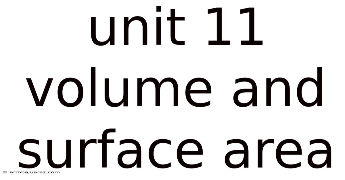 Unit 11 Volume And Surface Area