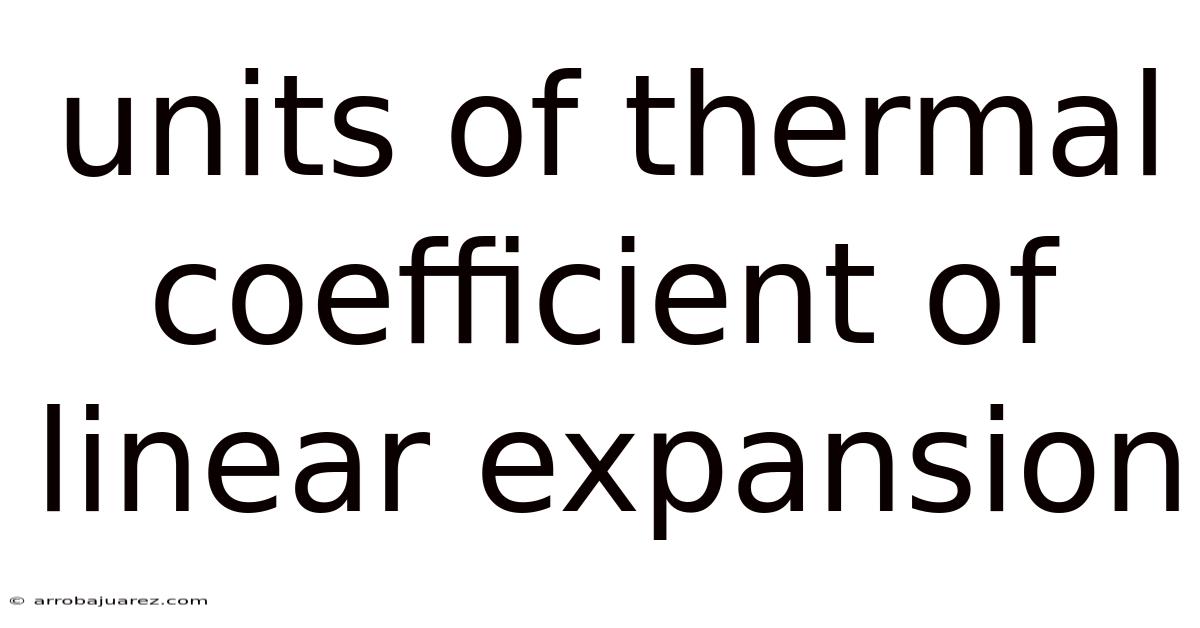 Units Of Thermal Coefficient Of Linear Expansion