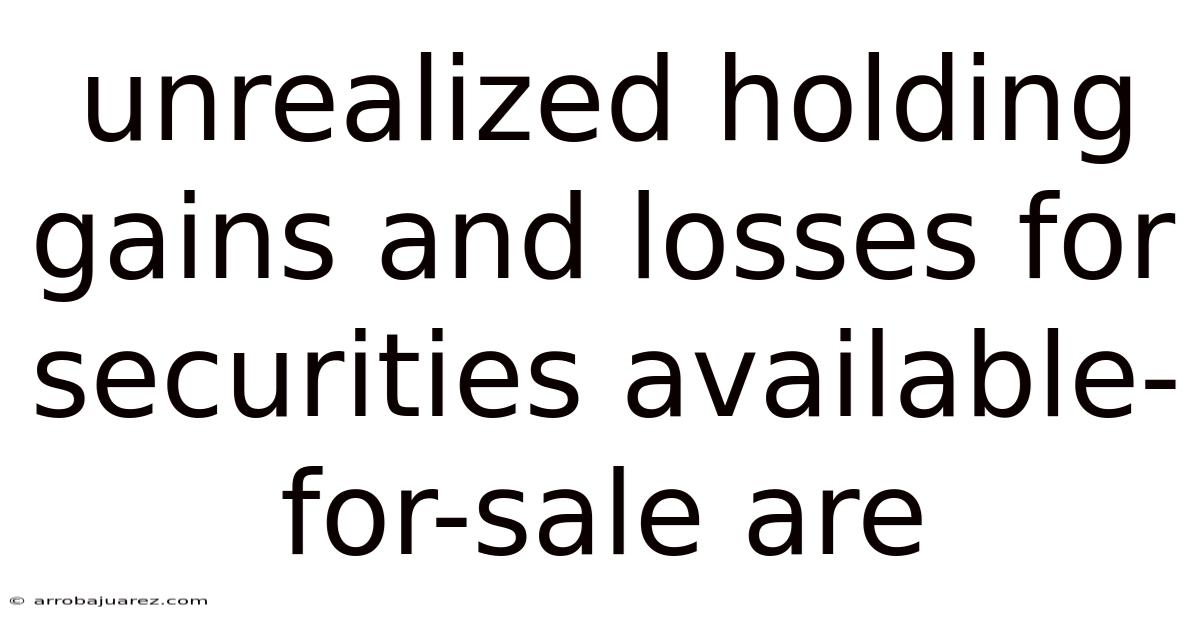 Unrealized Holding Gains And Losses For Securities Available-for-sale Are