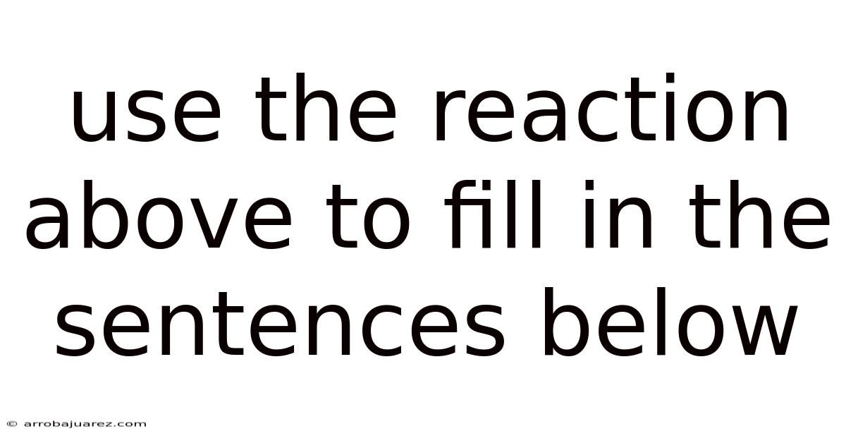 Use The Reaction Above To Fill In The Sentences Below