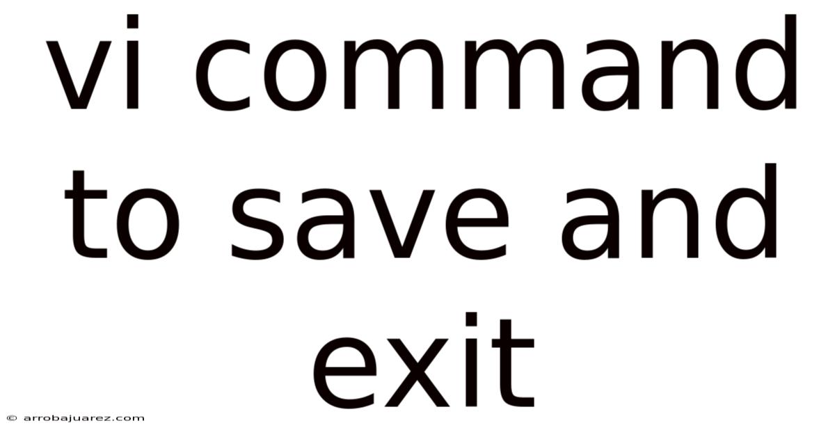 Vi Command To Save And Exit