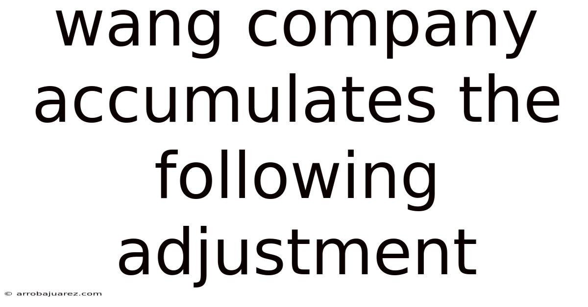 Wang Company Accumulates The Following Adjustment