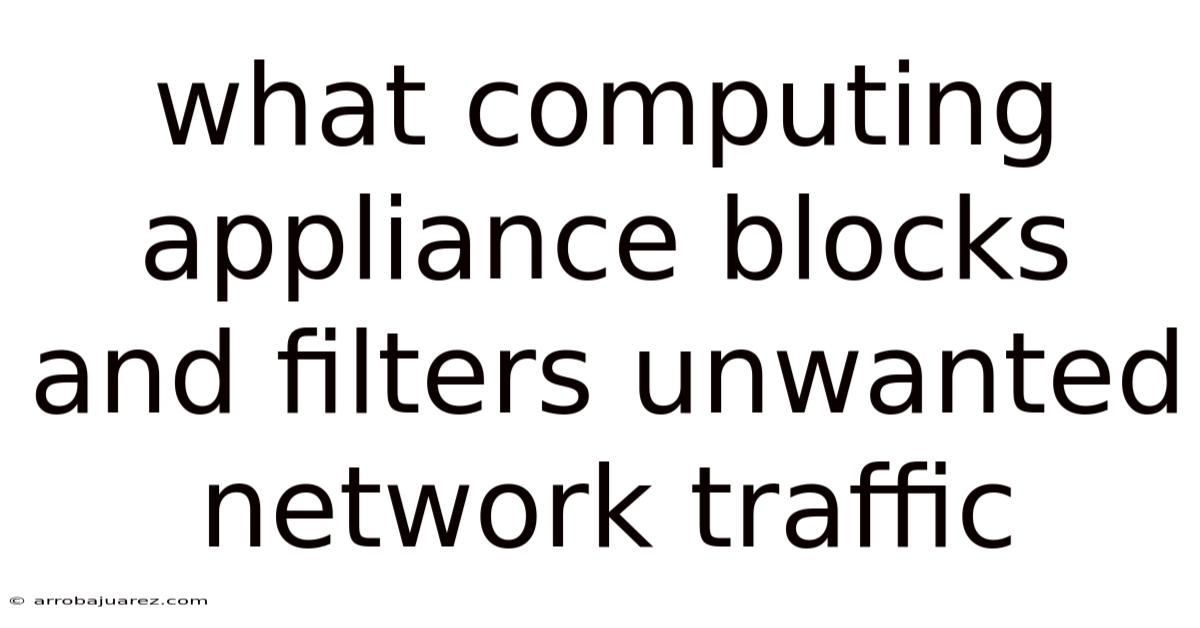 What Computing Appliance Blocks And Filters Unwanted Network Traffic