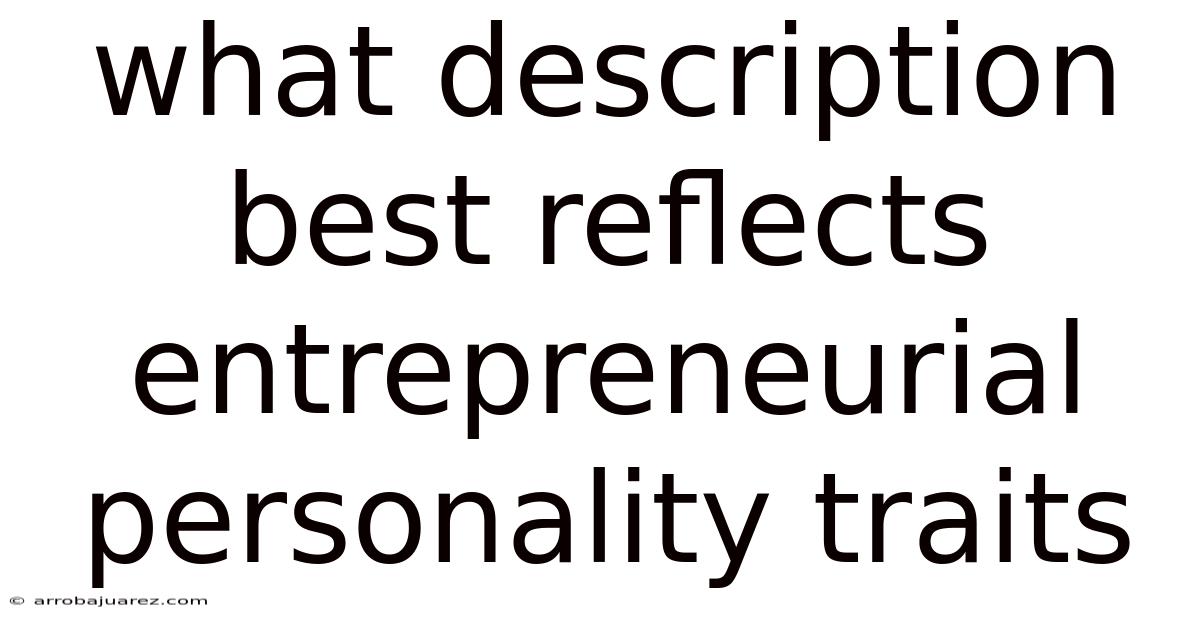 What Description Best Reflects Entrepreneurial Personality Traits