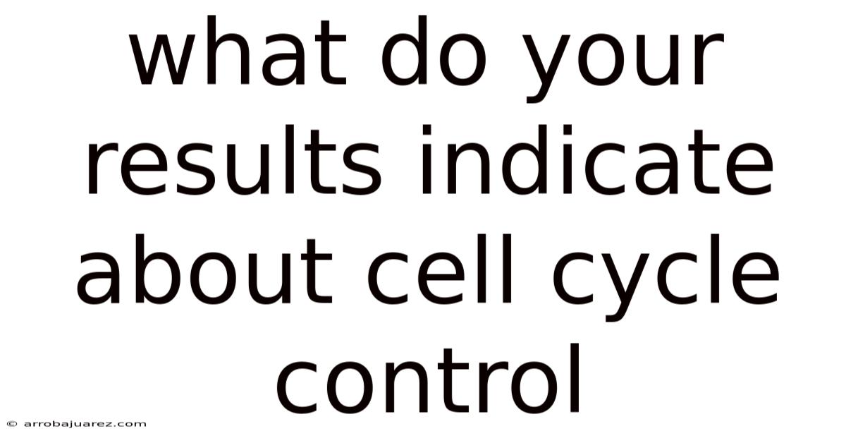 What Do Your Results Indicate About Cell Cycle Control