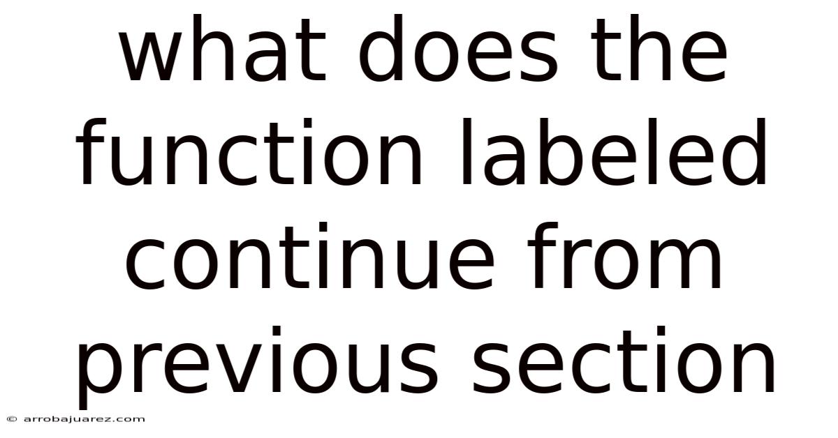 What Does The Function Labeled Continue From Previous Section