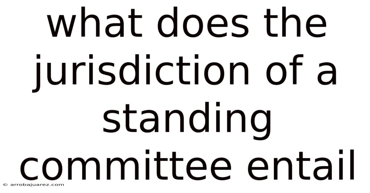 What Does The Jurisdiction Of A Standing Committee Entail