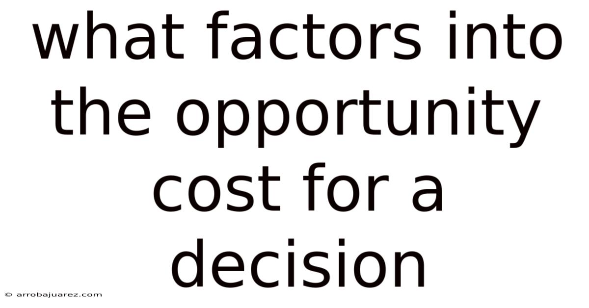 What Factors Into The Opportunity Cost For A Decision