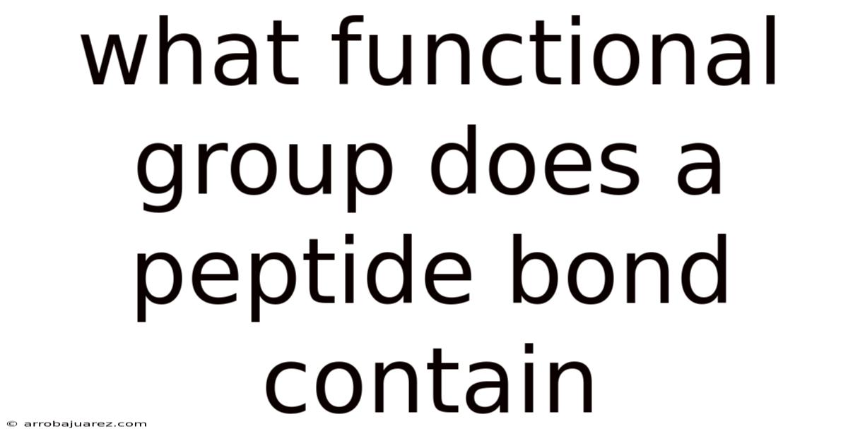 What Functional Group Does A Peptide Bond Contain