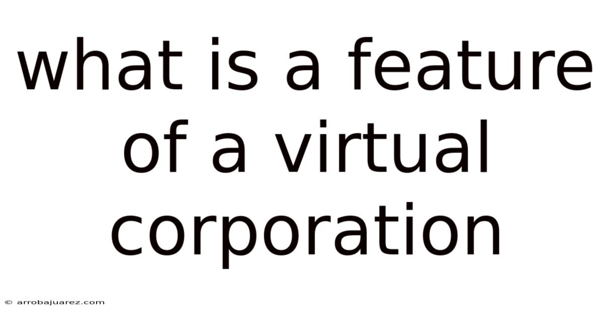 What Is A Feature Of A Virtual Corporation