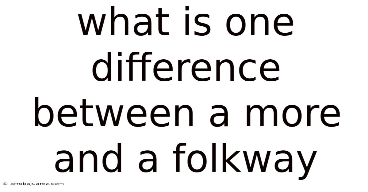What Is One Difference Between A More And A Folkway