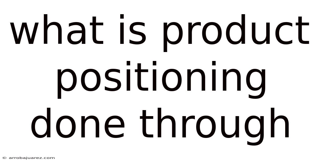 What Is Product Positioning Done Through