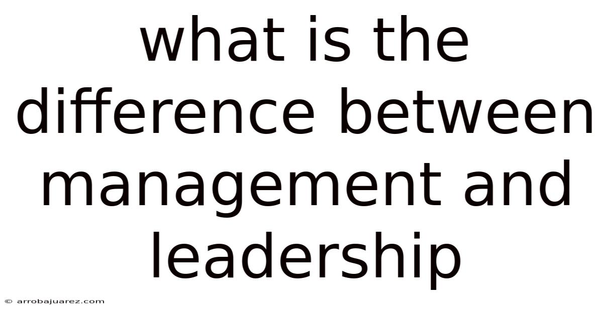 What Is The Difference Between Management And Leadership