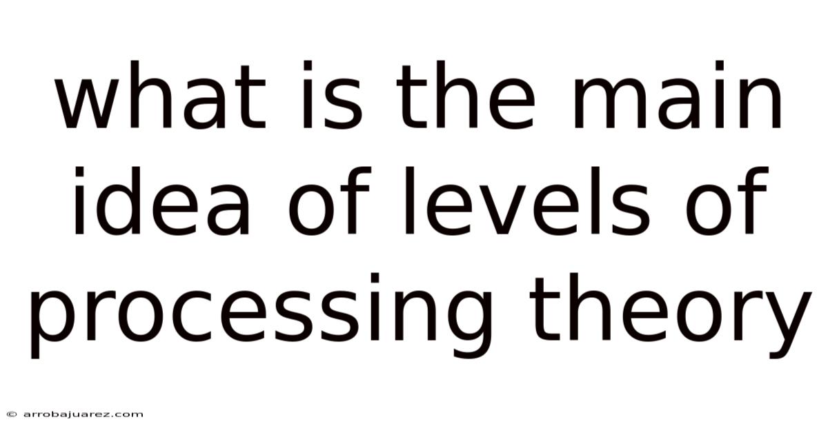 What Is The Main Idea Of Levels Of Processing Theory