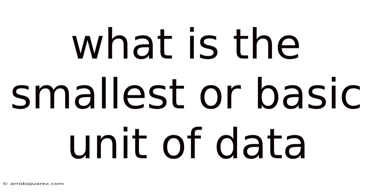 What Is The Smallest Or Basic Unit Of Data