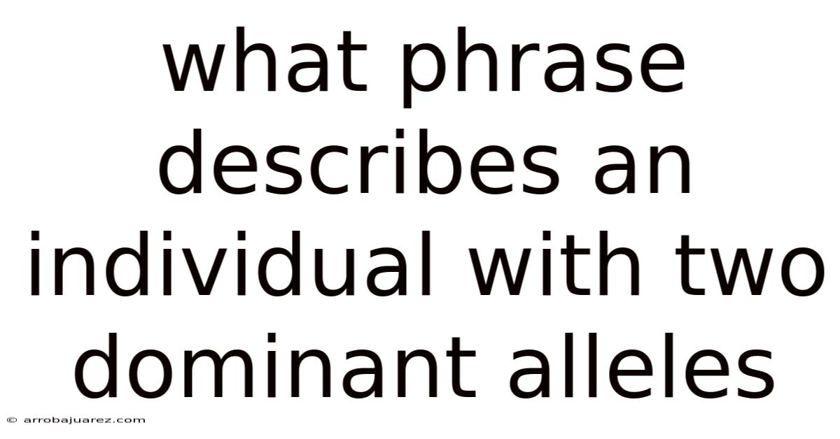 What Phrase Describes An Individual With Two Dominant Alleles