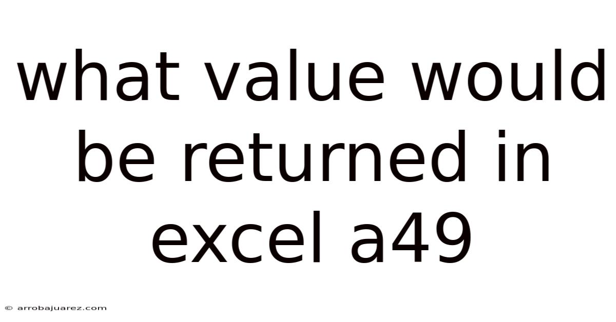 What Value Would Be Returned In Excel A49