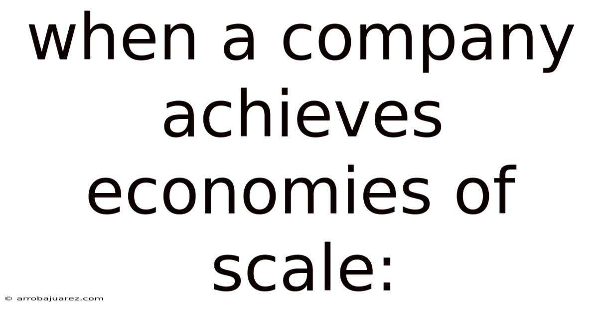 When A Company Achieves Economies Of Scale: