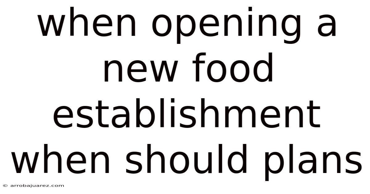 When Opening A New Food Establishment When Should Plans