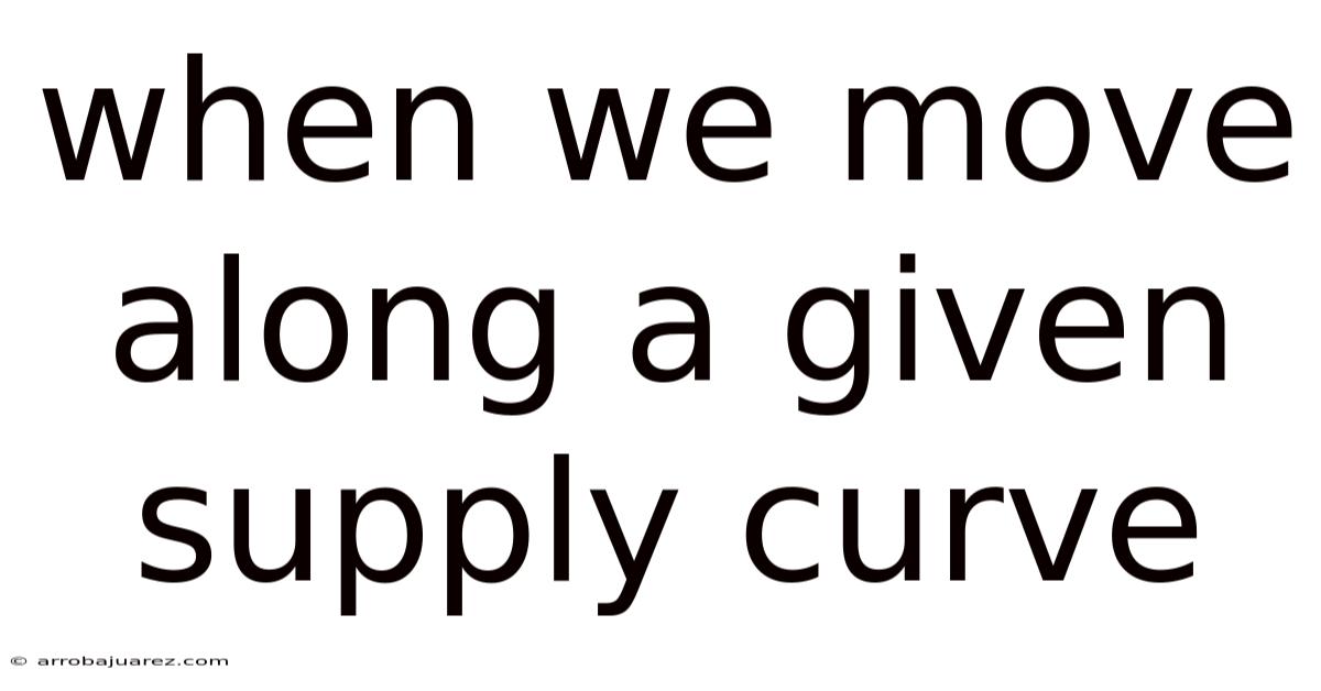 When We Move Along A Given Supply Curve