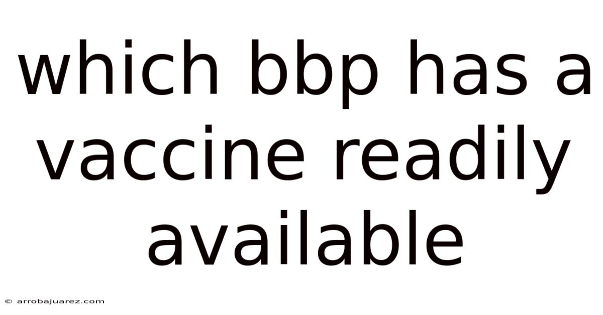Which Bbp Has A Vaccine Readily Available