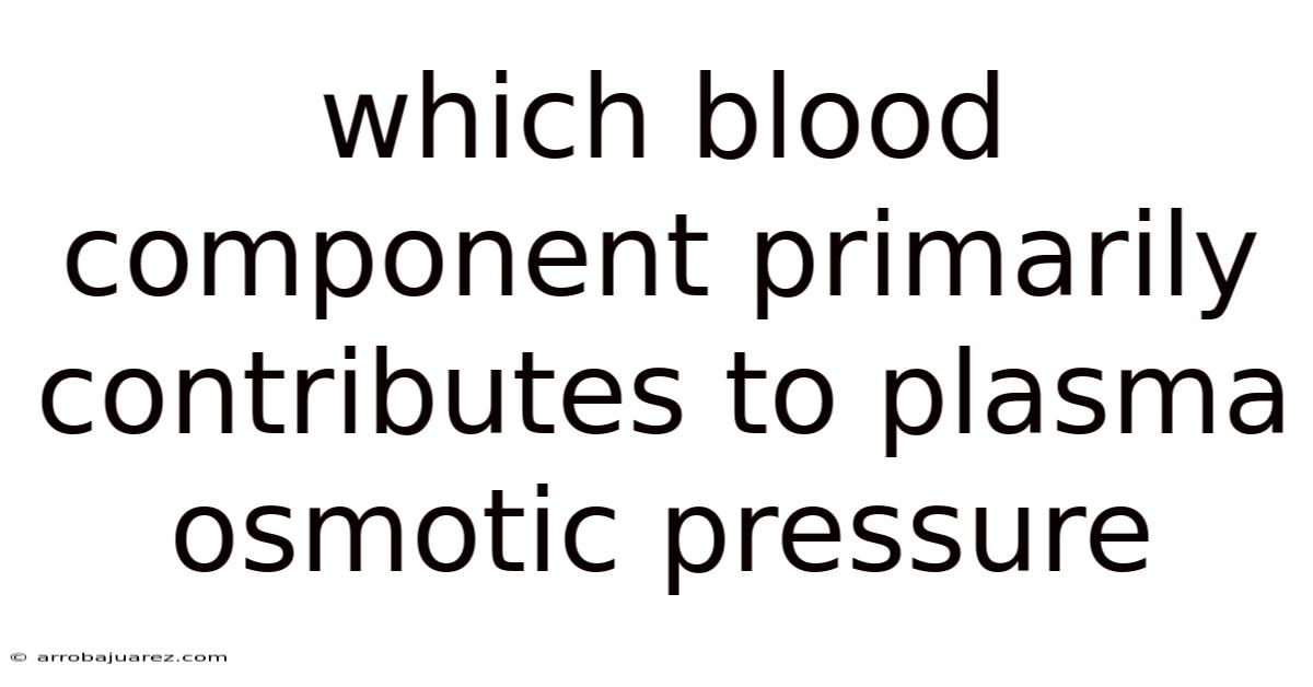 Which Blood Component Primarily Contributes To Plasma Osmotic Pressure