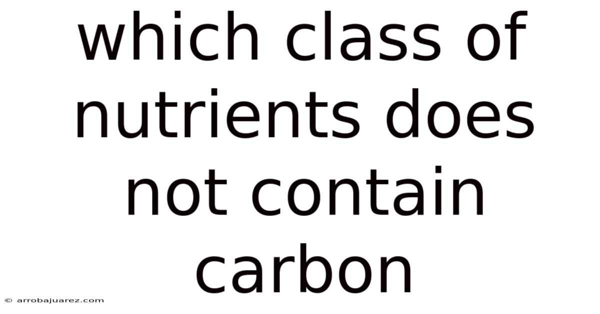 Which Class Of Nutrients Does Not Contain Carbon