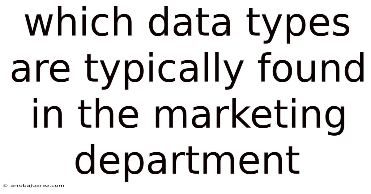 Which Data Types Are Typically Found In The Marketing Department