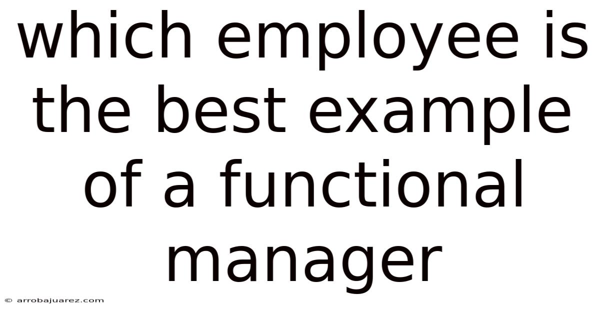 Which Employee Is The Best Example Of A Functional Manager
