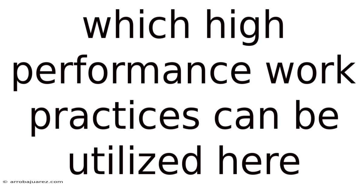 Which High Performance Work Practices Can Be Utilized Here
