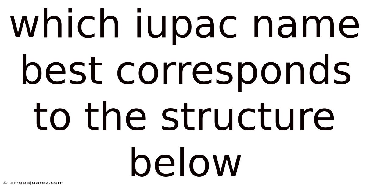 Which Iupac Name Best Corresponds To The Structure Below