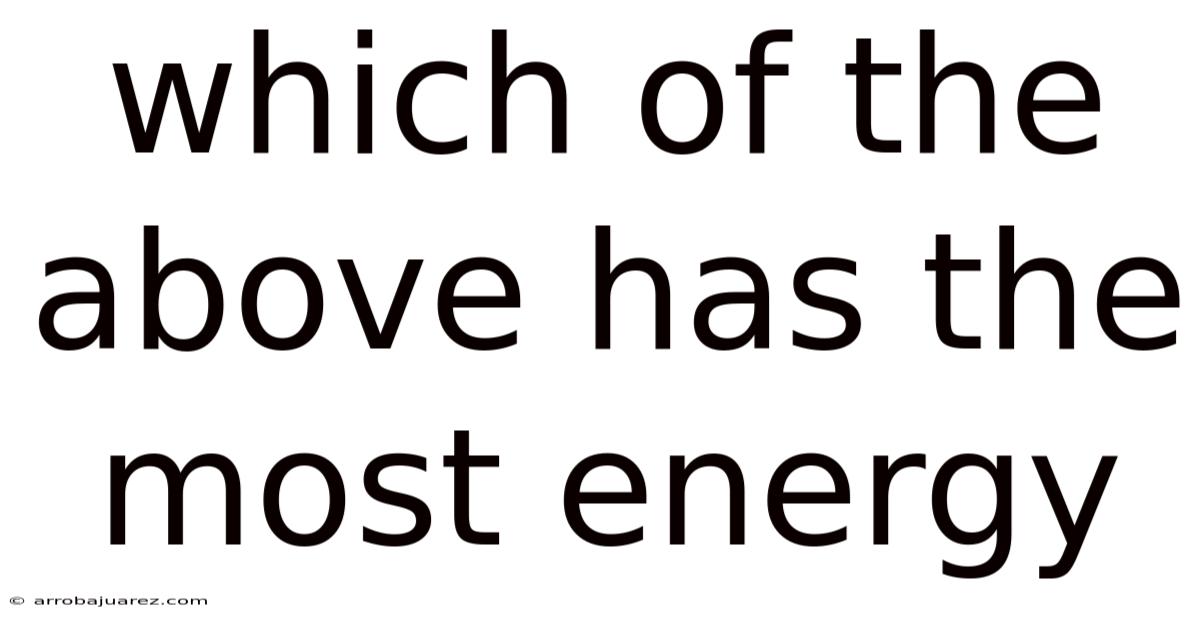 Which Of The Above Has The Most Energy