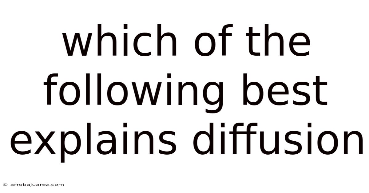 Which Of The Following Best Explains Diffusion