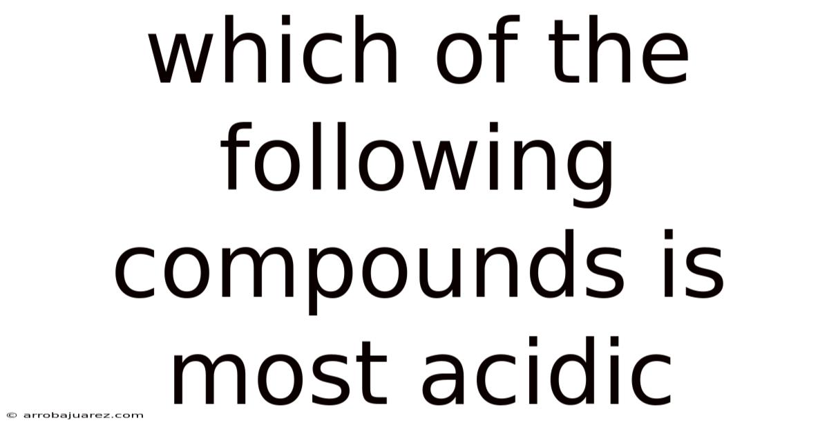 Which Of The Following Compounds Is Most Acidic