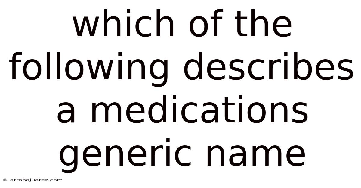 Which Of The Following Describes A Medications Generic Name