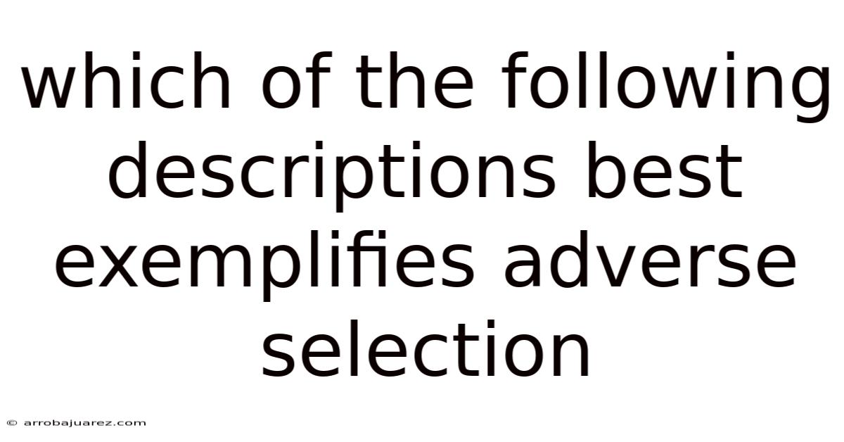 Which Of The Following Descriptions Best Exemplifies Adverse Selection