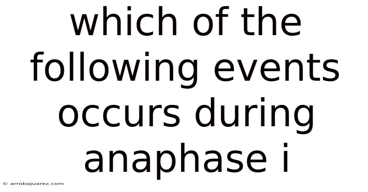 Which Of The Following Events Occurs During Anaphase I