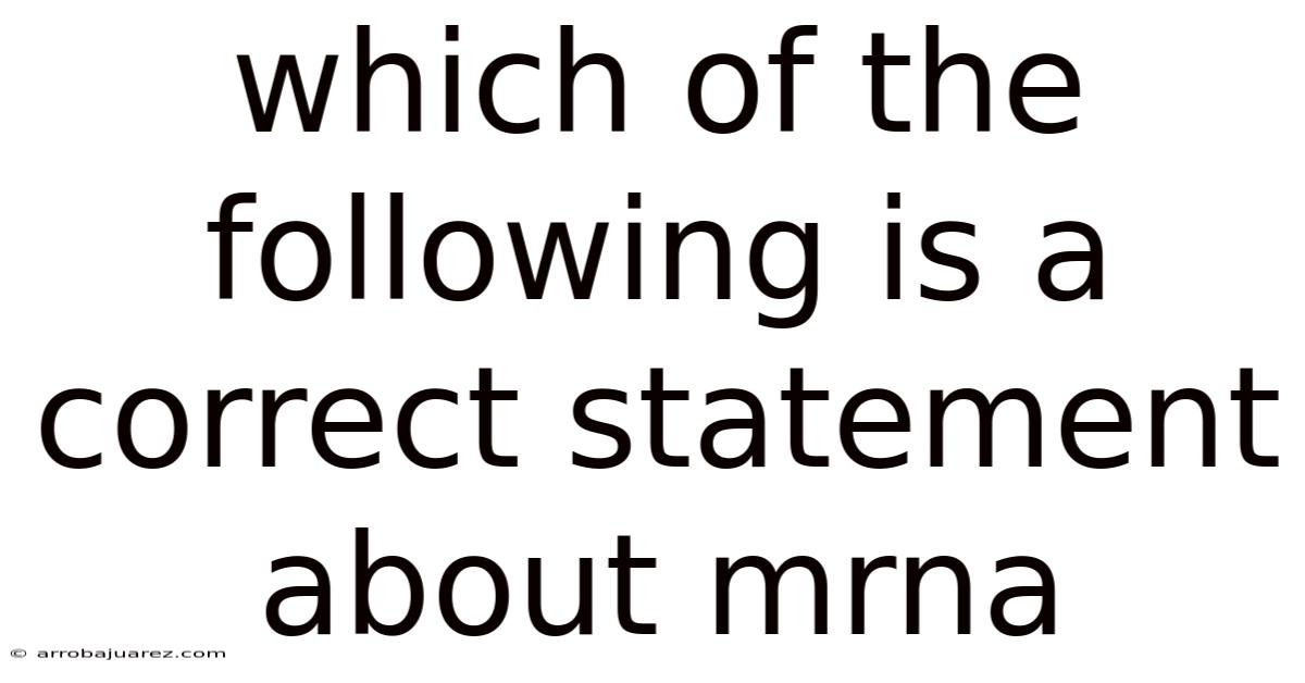 Which Of The Following Is A Correct Statement About Mrna